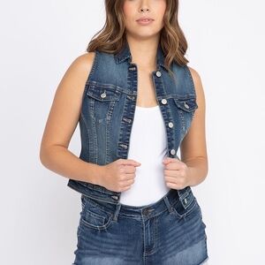 Denim Sleeveless Vest - Blue
